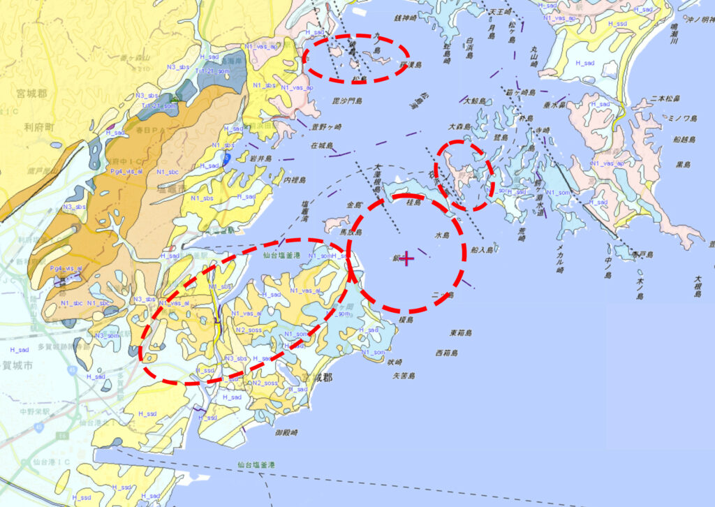 松島湾の地質図