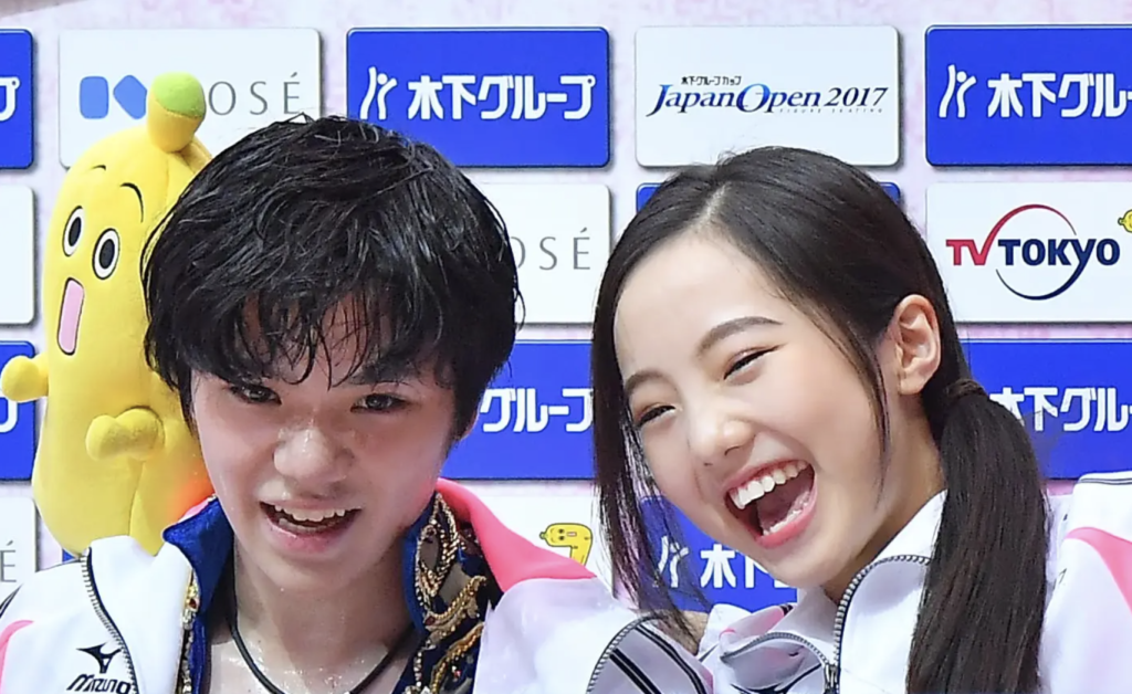 宇野昌磨と本田真凜の2ショット