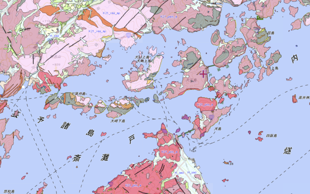 しまなみ海道の地質図