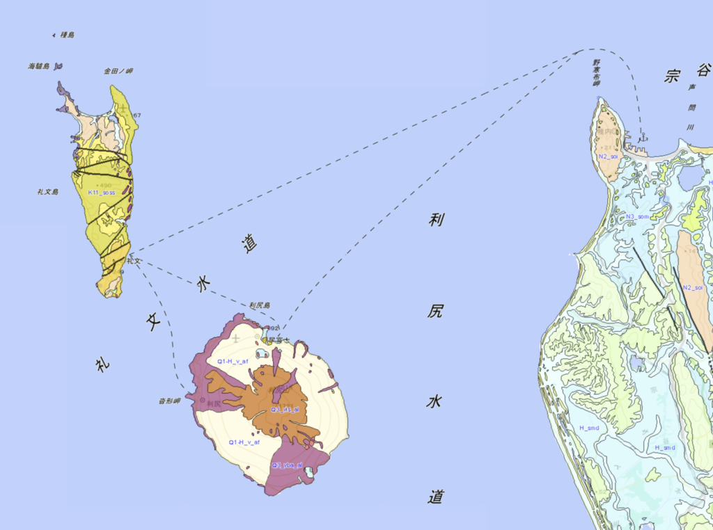 利尻島と礼文島の地質図（産総研）
